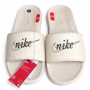Nike Victori One Slides Women 9 Sand Drift Black Comfort Sandals HV5793-100 NWT